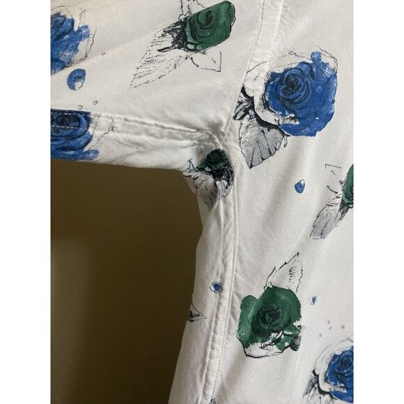 Zara Man White Lightweight Skull Roses Button Up Long Sleeve Relaxed Fit Soft - Picture 13 of 13
